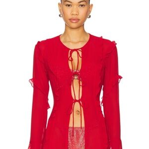 Vibrant Red Long Sleeve Dress